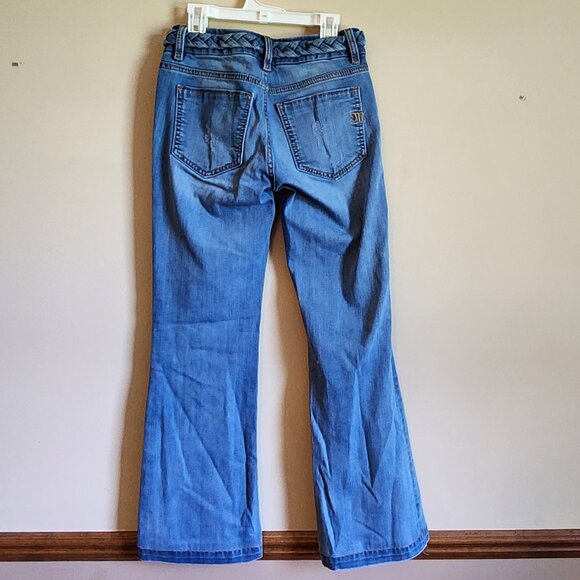 Miss Me - Mid Rise Wide Leg Braided Waist Denim Rodeo Jeans Sz: 25 - Picture 5 of 9